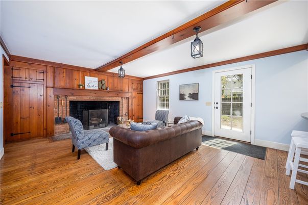 Fireplace, Interior, Living room, Wooden Beams, Wood Texture Flooring, Wooden Walls