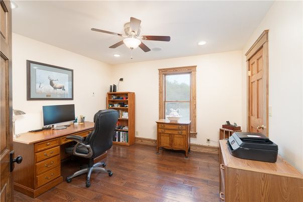 Home Office, Interior, Recessed Lighting, Wood Texture Flooring