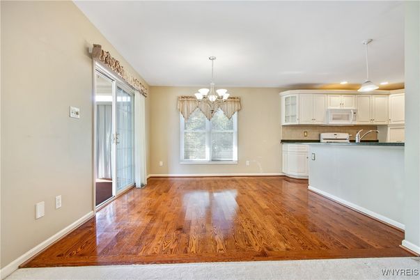 Chandelier, Interior, Kitchen, Pendant Lights, Recessed Lighting, Wood Texture Flooring