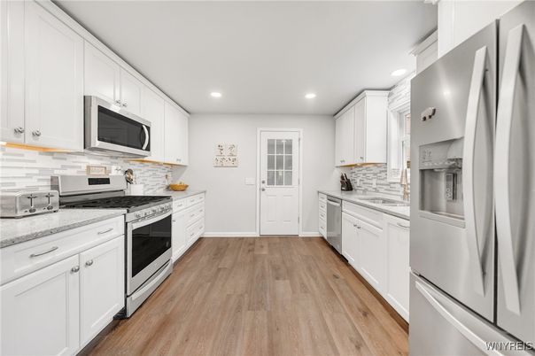 Interior, Kitchen, Recessed Lighting, Wood Texture Flooring