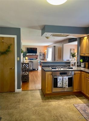 Interior, Kitchen, Living room, Stainless Steel Appliances, Wood Texture Flooring