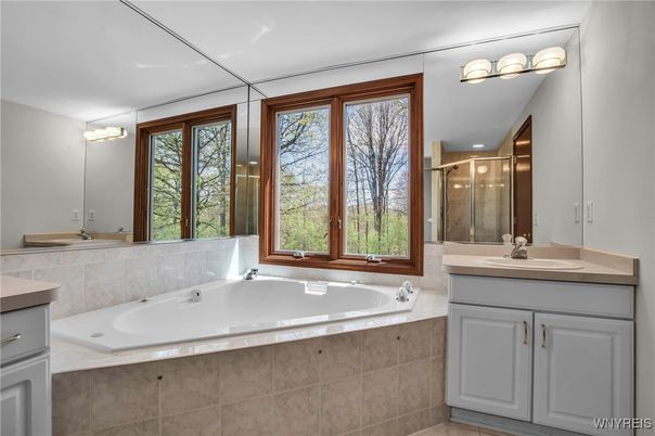Bathroom, Dual Sink Vanities, Glass Shower, Interior