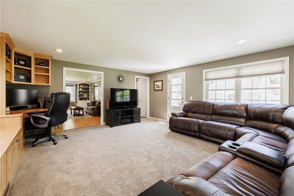 Home Office, Interior, Living room, Recessed Lighting, Wood Texture Flooring