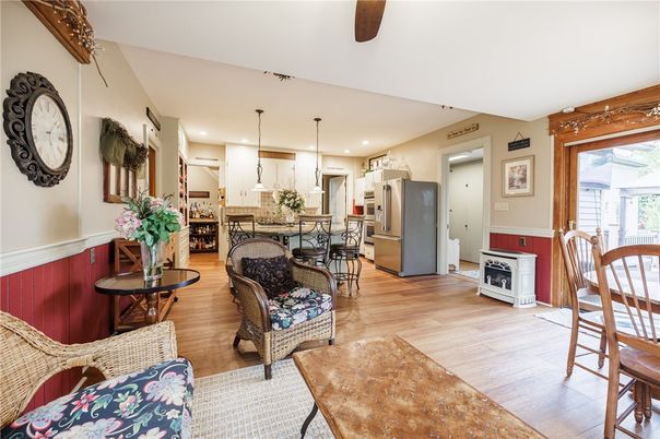 Interior, Kitchen, Pendant Lights, Recessed Lighting, Wood Texture Flooring