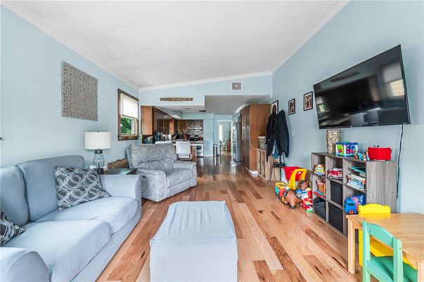 Interior, Kitchen, Living room, Stainless Steel Appliances, Wood Texture Flooring