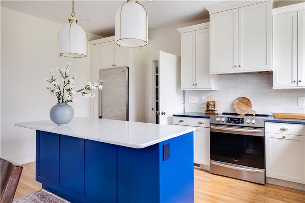 Interior, Kitchen, Pendant Lights, Stainless Steel Appliances, Wood Texture Flooring