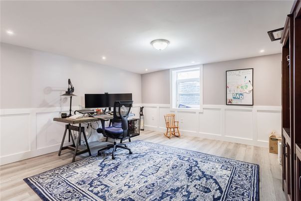Home Office, Interior, Recessed Lighting, Wood Texture Flooring