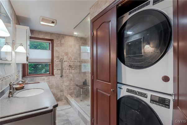 Bathroom, Glass Shower, Interior, Washer