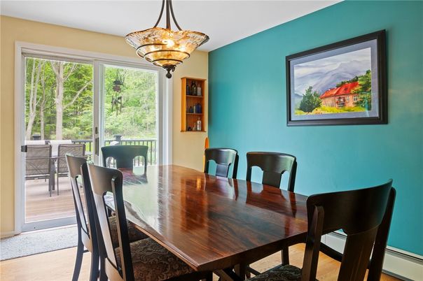 Chandelier, Dining room, Interior, Wood Texture Flooring