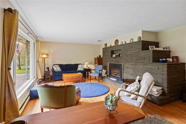 Fireplace, Interior, Living room, Stone Walls, Wood Texture Flooring