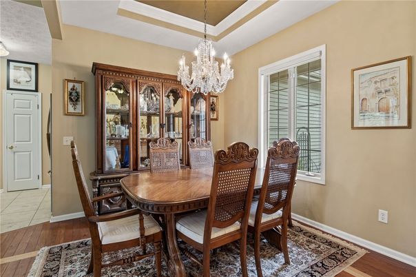 Chandelier, Dining room, Interior, Wood Texture Flooring