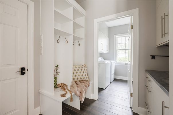 Interior, Washer, Wood Texture Flooring