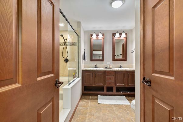 Bathroom, Dual Sink Vanities, Glass Shower, Interior