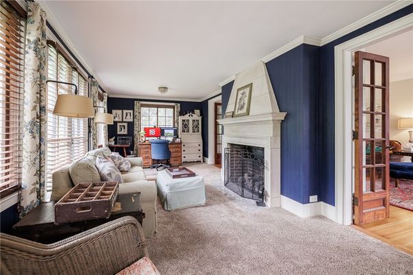 Fireplace, Home Office, Interior, Living room, Wood Texture Flooring