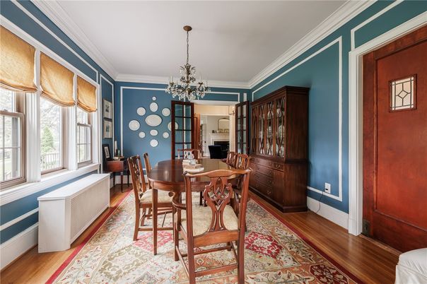 Chandelier, Dining room, Interior, Wood Texture Flooring