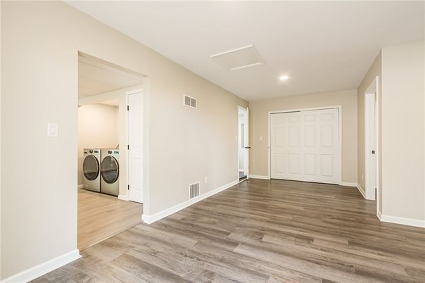 Interior, Recessed Lighting, Utility Closets, Washer, Wood Texture Flooring