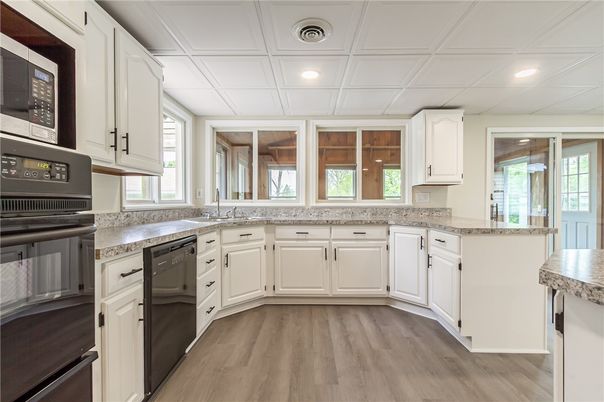 Interior, Kitchen, Recessed Lighting, Wood Texture Flooring