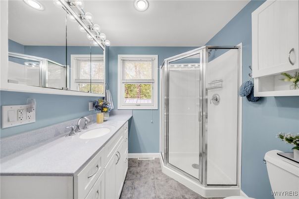 Bathroom, Glass Shower, Interior, Recessed Lighting