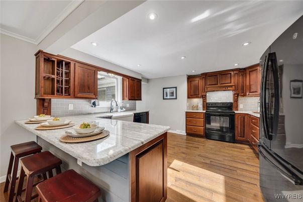 Interior, Kitchen, Recessed Lighting, Wood Texture Flooring