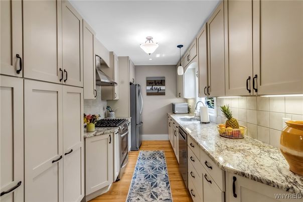 Interior, Kitchen, Stainless Steel Appliances, Wood Texture Flooring