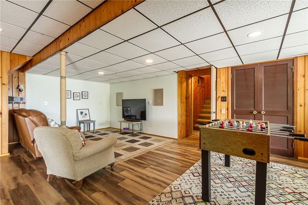 Game Room, Interior, Recessed Lighting, Wood Texture Flooring