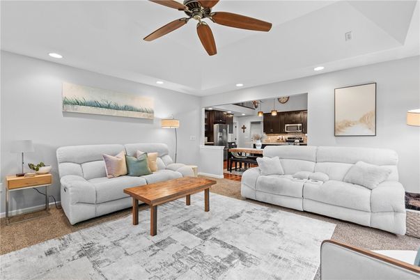 Dining room, Interior, Kitchen, Living room, Recessed Lighting, Stainless Steel Appliances