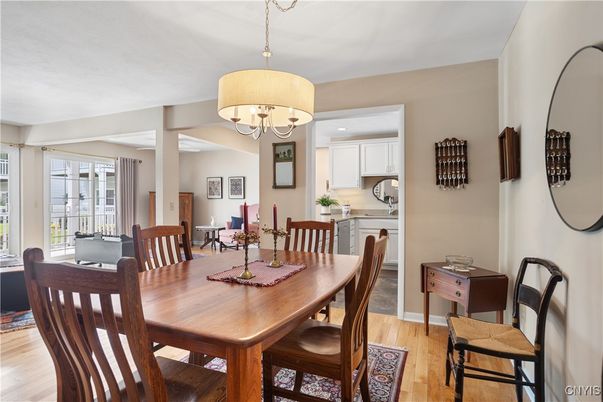 Chandelier, Dining room, Interior, Kitchen, Recessed Lighting, Wood Texture Flooring