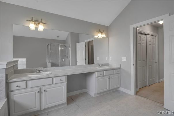 Bathroom, Dual Sink Vanities, Glass Shower, Interior