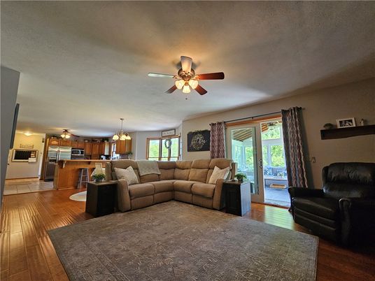 Interior, Kitchen, Living room, Stainless Steel Appliances, Wood Texture Flooring