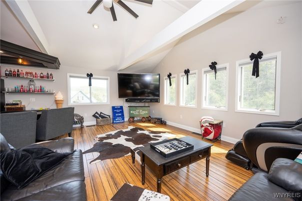 Interior, Living room, Recessed Lighting, Wood Texture Flooring