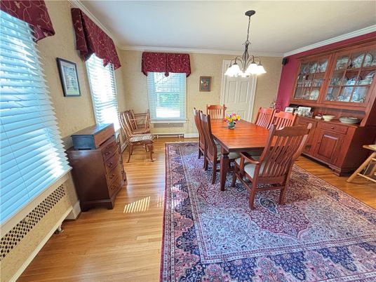 Dining room, Interior, Pendant Lights, Wood Texture Flooring