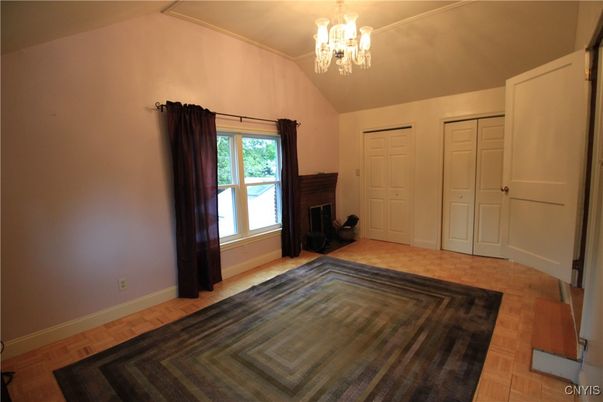 Chandelier, Empty room, Fireplace, Interior, Wood Texture Flooring
