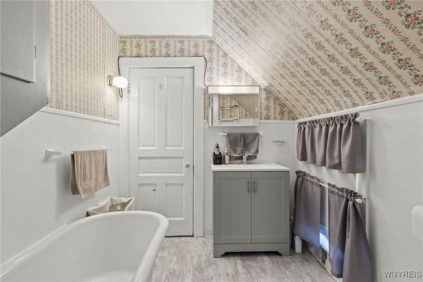 Bathroom, Free Standing Baths, Interior, Wood Texture Flooring