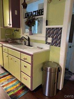 Interior, Kitchen, Tile Countertops, Wood Texture Flooring