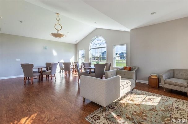 Dining room, Interior, Living room, Pendant Lights, Recessed Lighting, Wood Texture Flooring