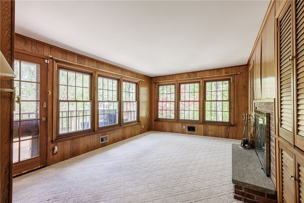 Empty room, Fireplace, Interior, Wooden Walls