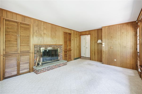 Empty room, Fireplace, Interior, Wooden Walls