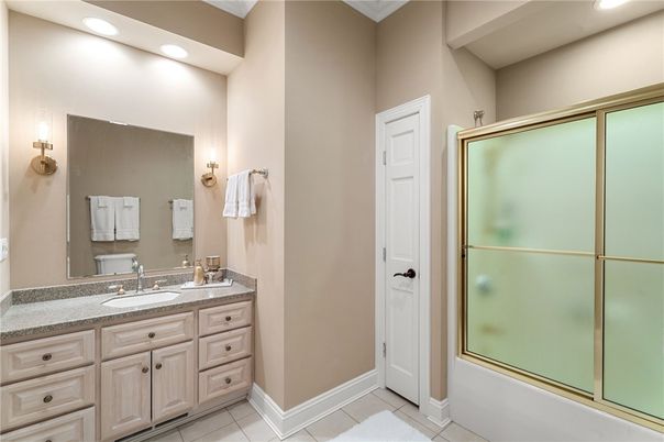 Bathroom, Glass Shower, Interior, Recessed Lighting
