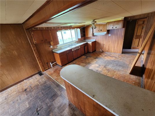 Interior, Kitchen, Wood Texture Flooring, Wooden Walls