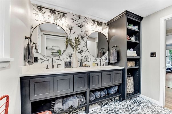 Bathroom, Dual Sink Vanities, Interior, Wood Texture Flooring