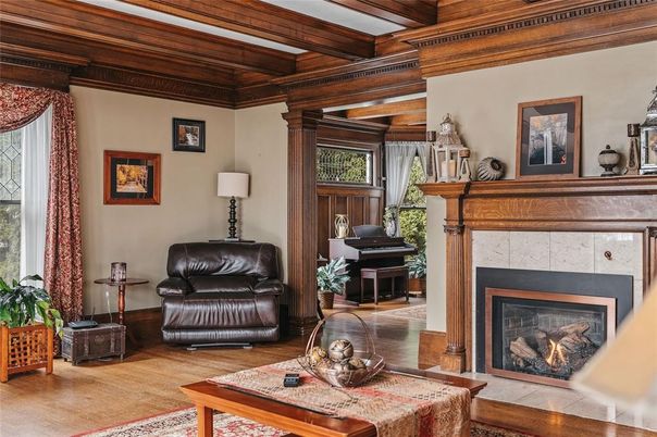 Fireplace, Interior, Living room, Piano, Wooden Beams, Wood Texture Flooring