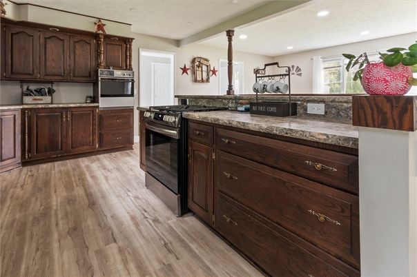 Interior, Kitchen, Recessed Lighting, Wood Texture Flooring