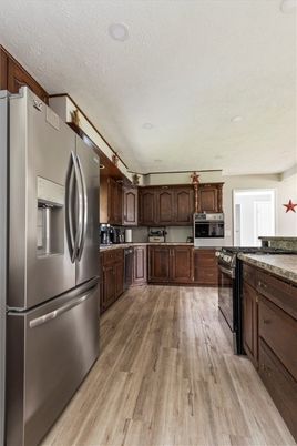 Interior, Kitchen, Stainless Steel Appliances, Wood Texture Flooring