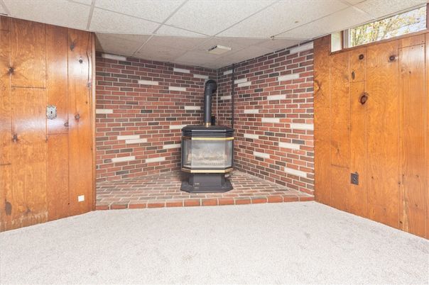 Empty room, Fireplace, Interior, Stone Walls, Wooden Walls