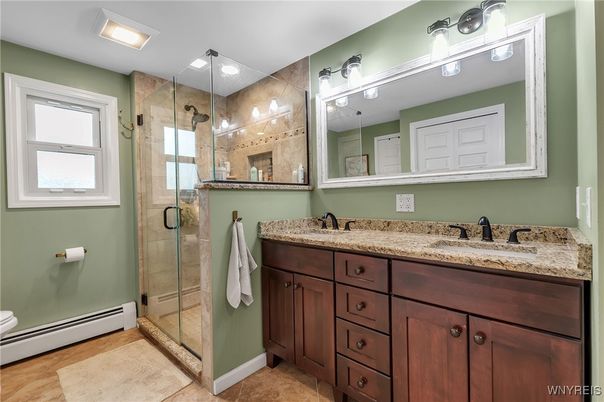 Bathroom, Dual Sink Vanities, Glass Shower, Interior, Recessed Lighting