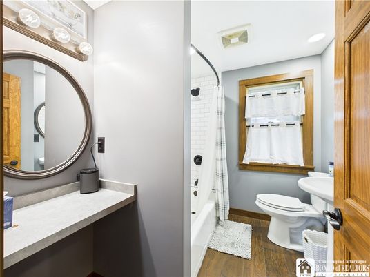Bathroom, Interior, Recessed Lighting, Wood Texture Flooring
