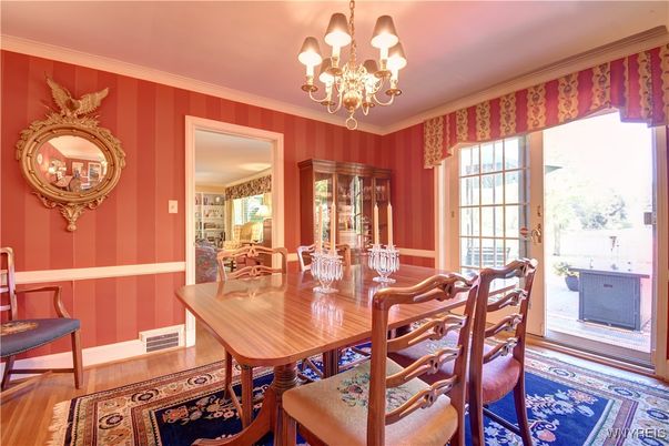 Chandelier, Dining room, Interior, Wood Texture Flooring