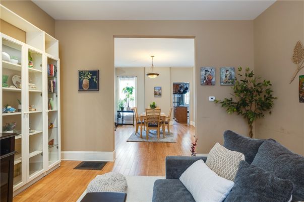 Dining room, Interior, Living room, Pendant Lights, Wood Texture Flooring