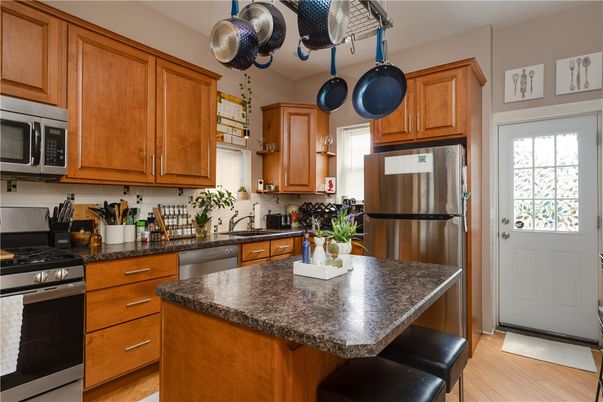 Interior, Kitchen, Stainless Steel Appliances, Wood Texture Flooring