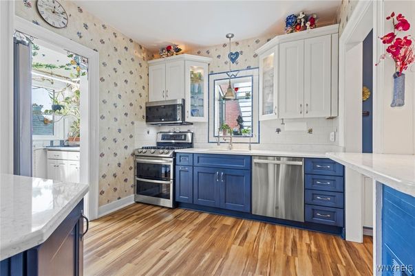 Interior, Kitchen, Stainless Steel Appliances, Wood Texture Flooring